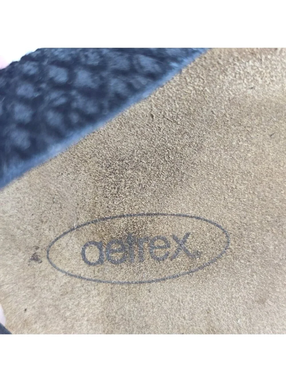 Aetrex Adrianna Snake Textured Quarter Strap Black Cork Comfort Sandals 7.5 / 8